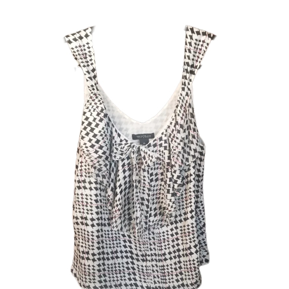 WHBM Silk Sleeveless V Neck Ruffled Top - Picture 1 of 6